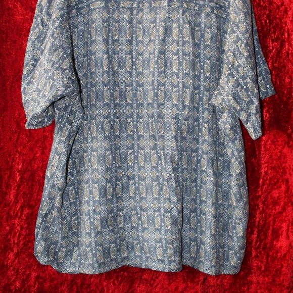 Vintage Blue Collared Button Down Shirt w/Patterns - Picture 4 of 8